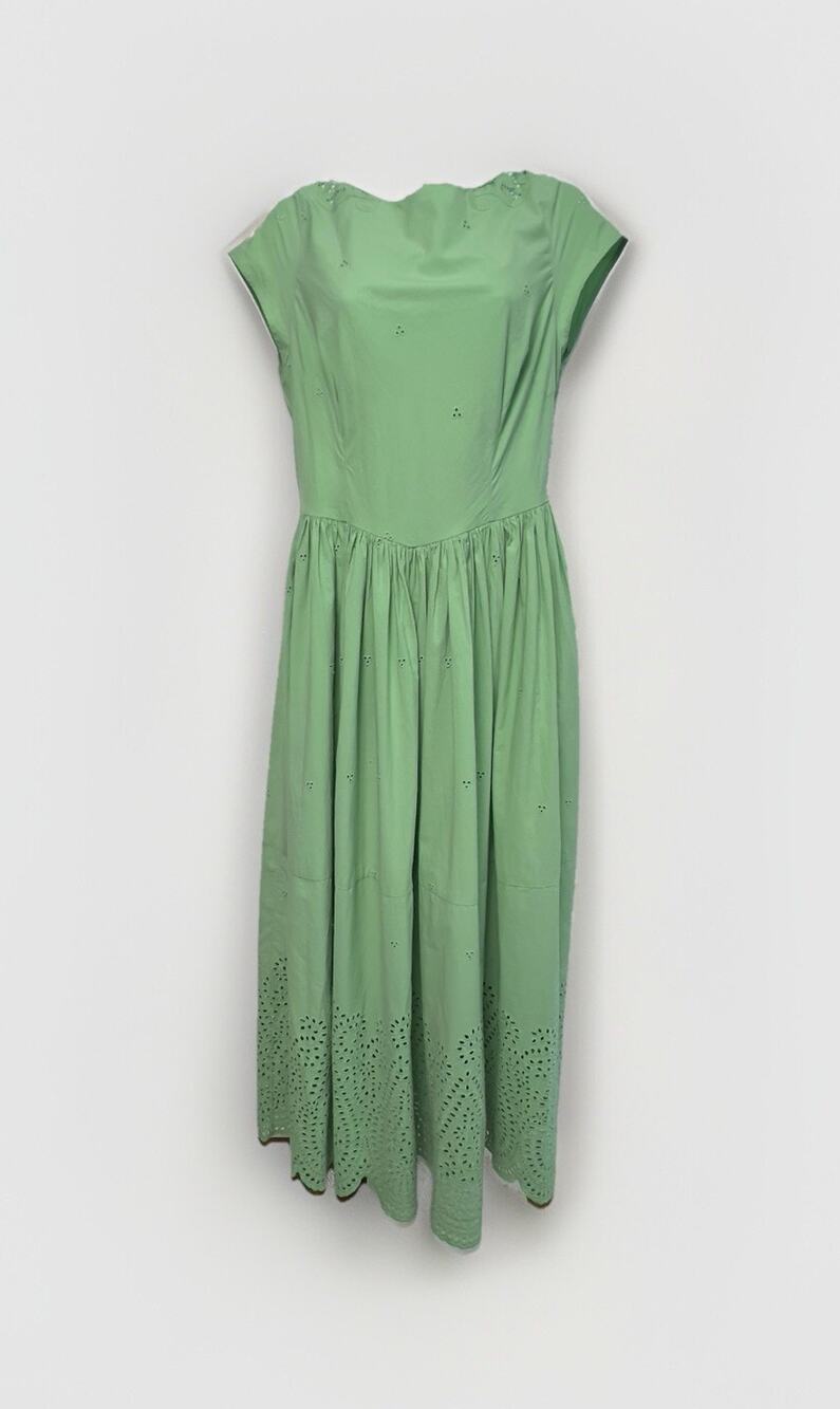 NWT Free People Laine Green Midi Lined Eyelet Dress Size Small $350